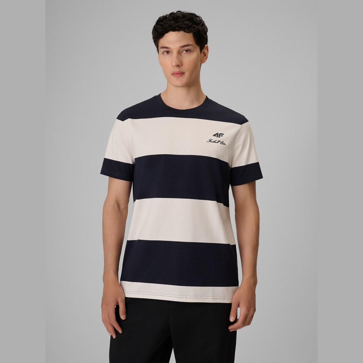 T-shirt regular s potlačou pánsky - tmavomodrý · záber 1