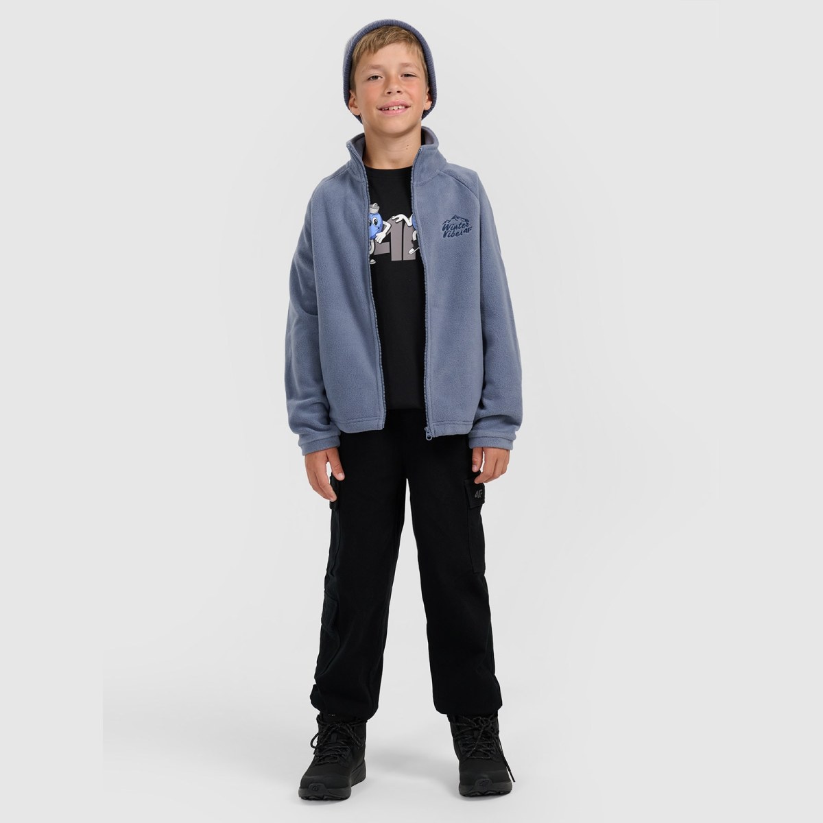 Chlapčenský regular fleece so stojačikom - tmavomodrý · záber 4