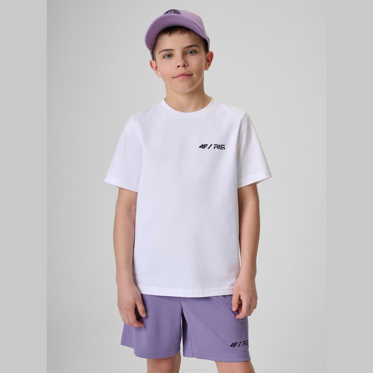T-shirt regular s potlačou detský 4F JUNIOR x Robert Lewandowski - biely · záber 3