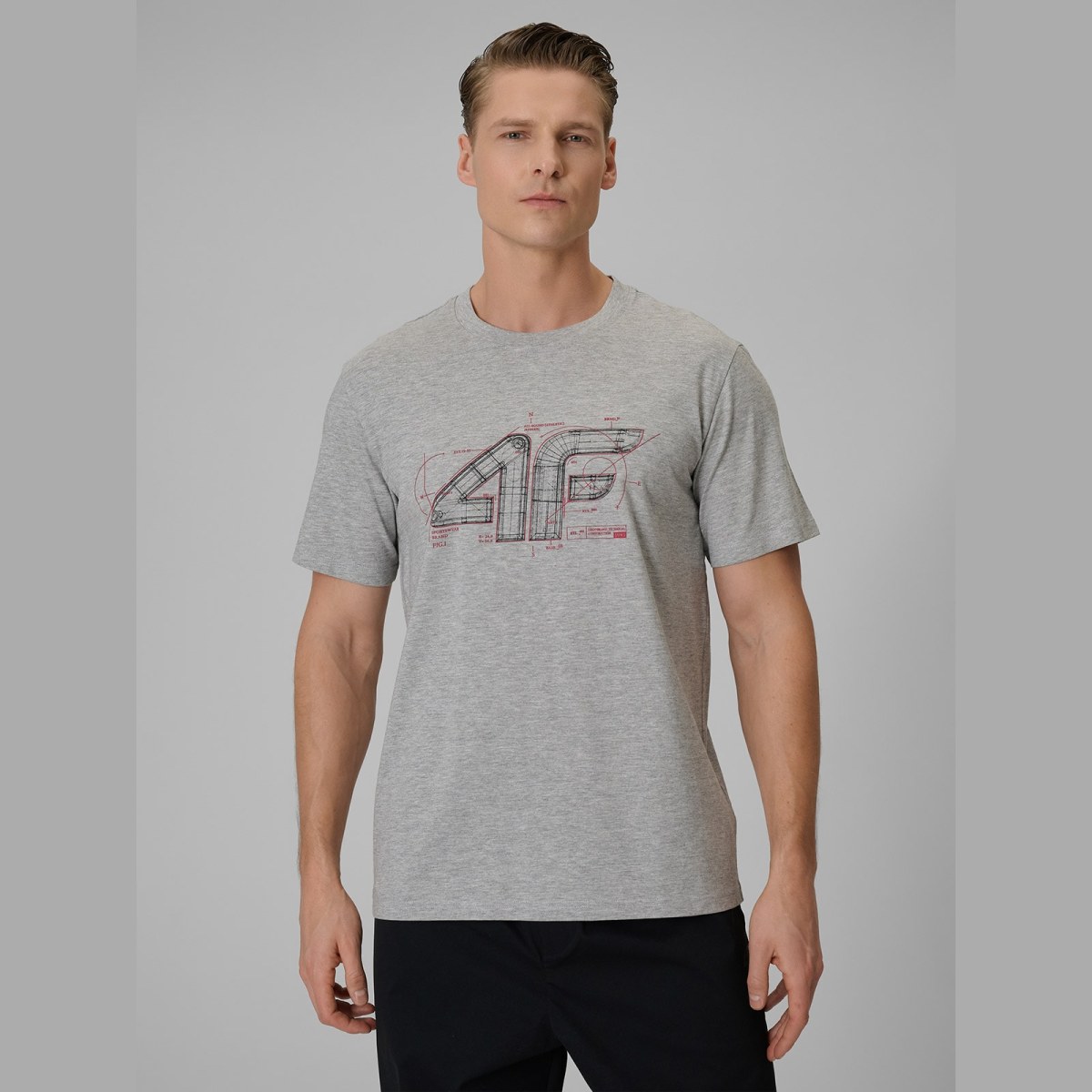 T-shirt regular s potlačou pánsky - sivý · záber 1