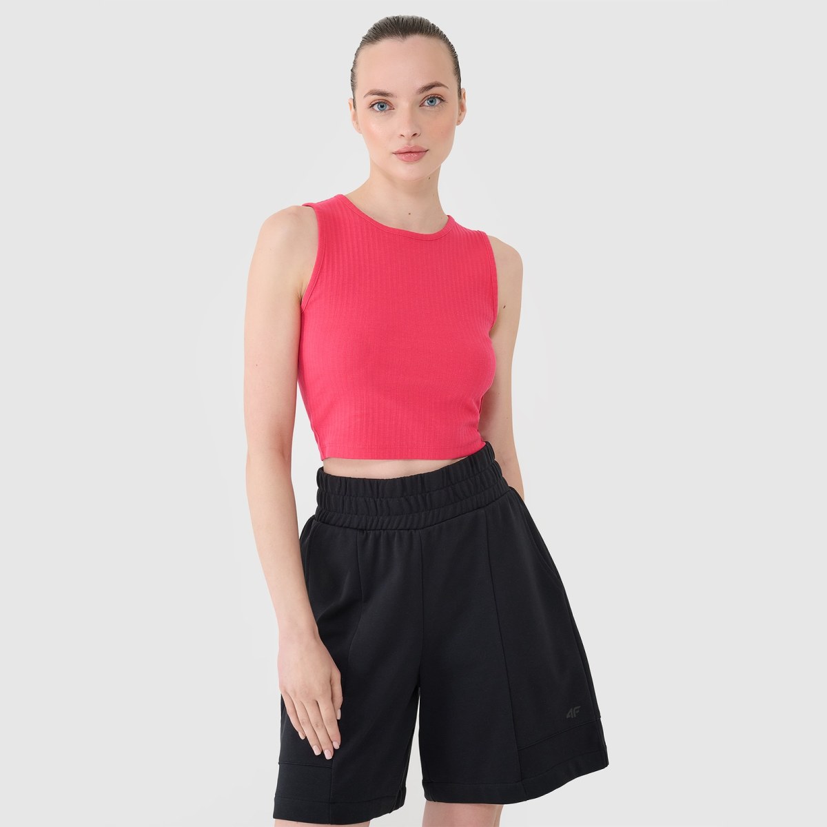 Dámsky pletený crop top - ružový · záber 1
