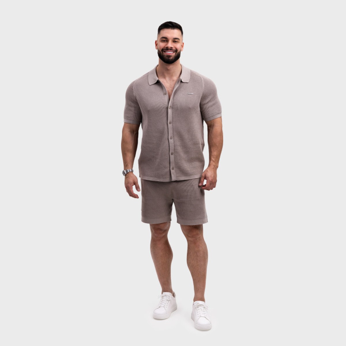Pánska pletená súprava Iron Aesthetics Vibe, béžová · záber 1
