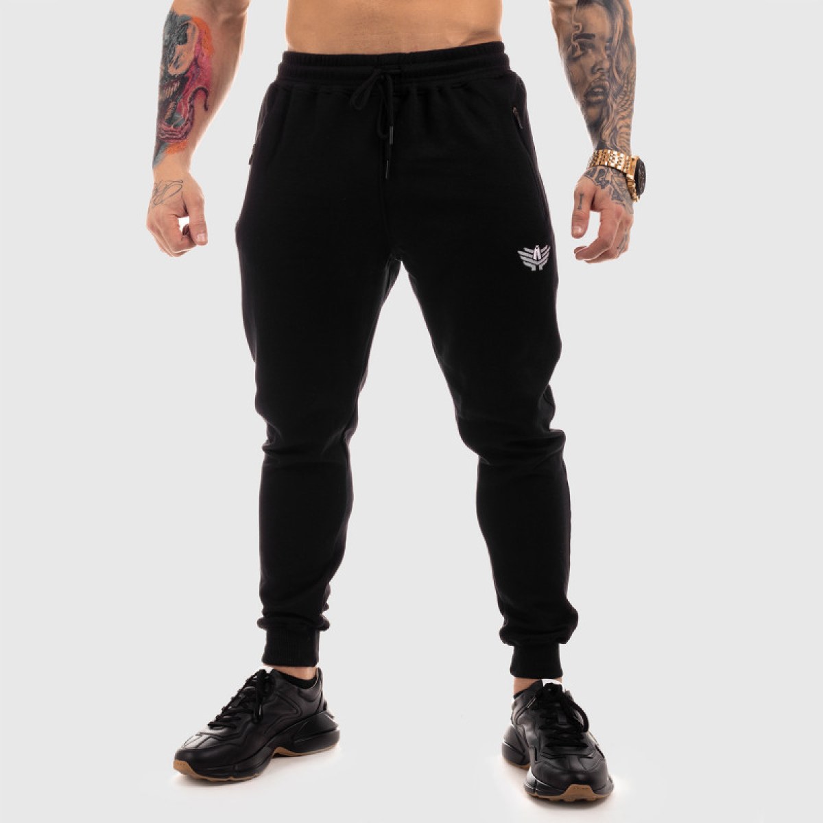 Jogger tepláky Iron Aesthetics Round, čierne · záber 2