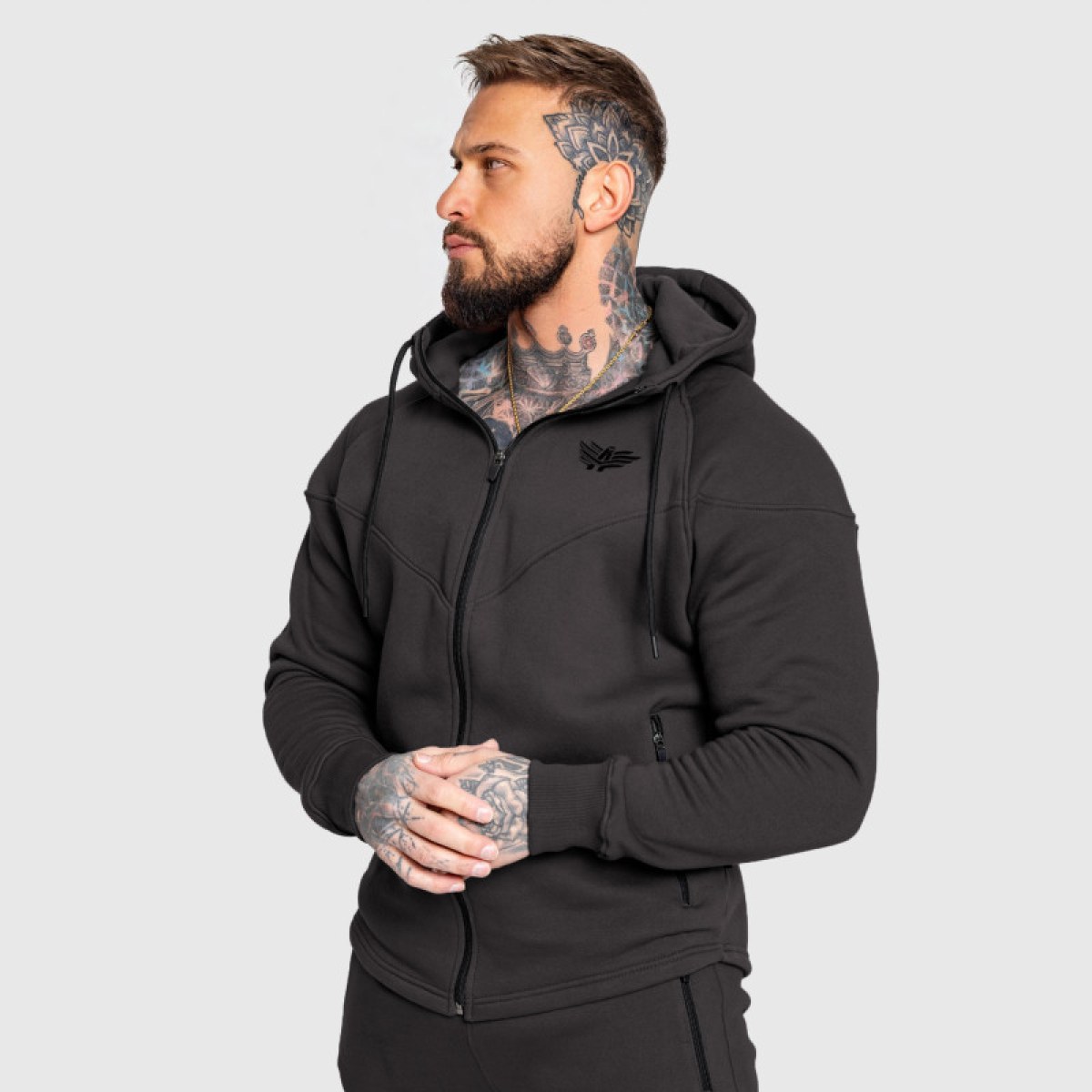 Fitness mikina so zipsom Iron Aesthetics ROUND, sivá · záber 5