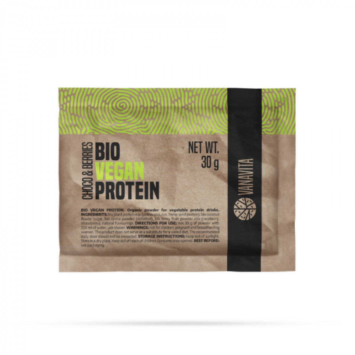 VanaVita Vzorka Bio Vegan Protein čokoláda & bobule - Príchuť: Čokoláda & bobule | Hmotnosť: 0,03 kg | Balenie: 220 · záber 1