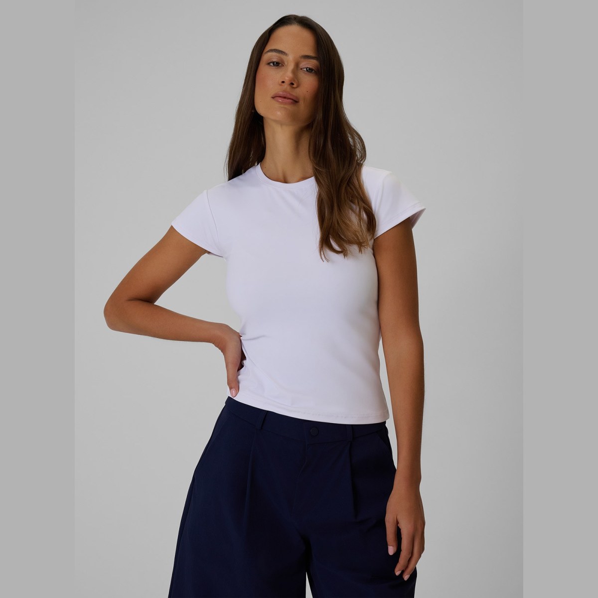 T-shirt slim hladký dámsky - biely · záber 5
