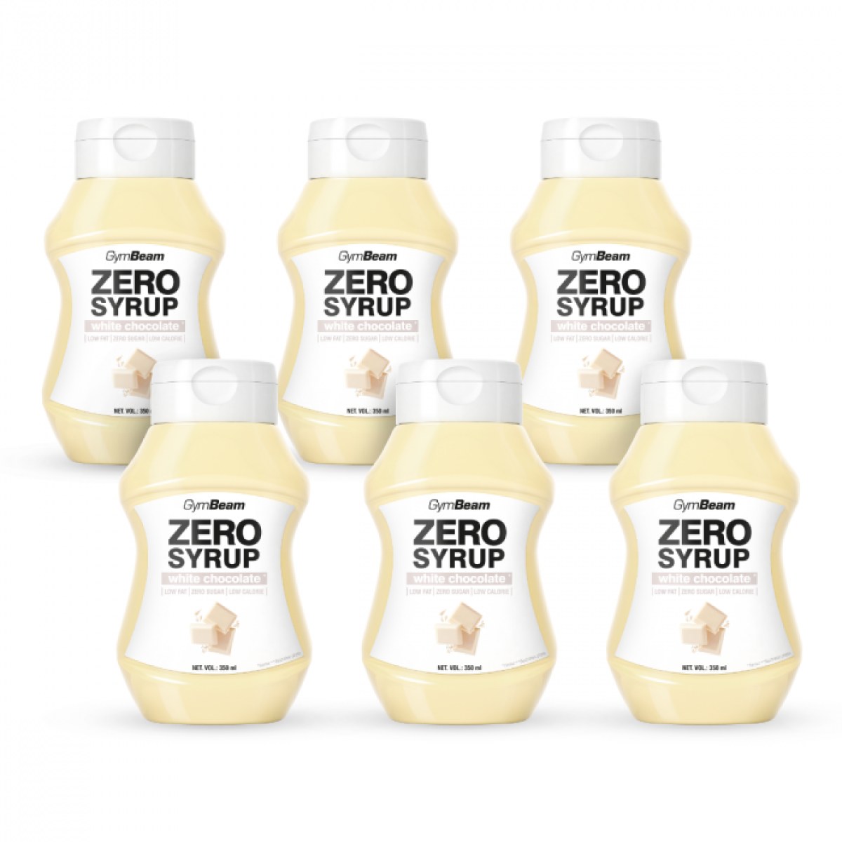 GymBeam ZERO SIRUP biela čokoláda - Hmotnosť: 2,1 kg | Objem: 6 x 350 ml · záber 1