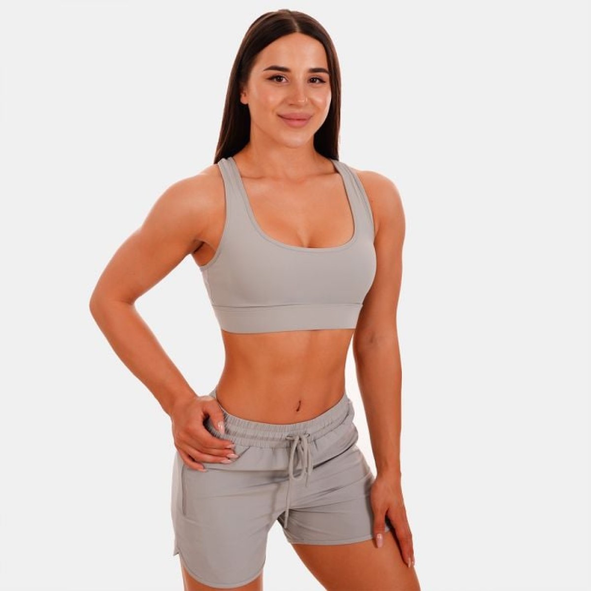 GymBeam Športová podprsenka Mesh Panel grey MM · záber 1