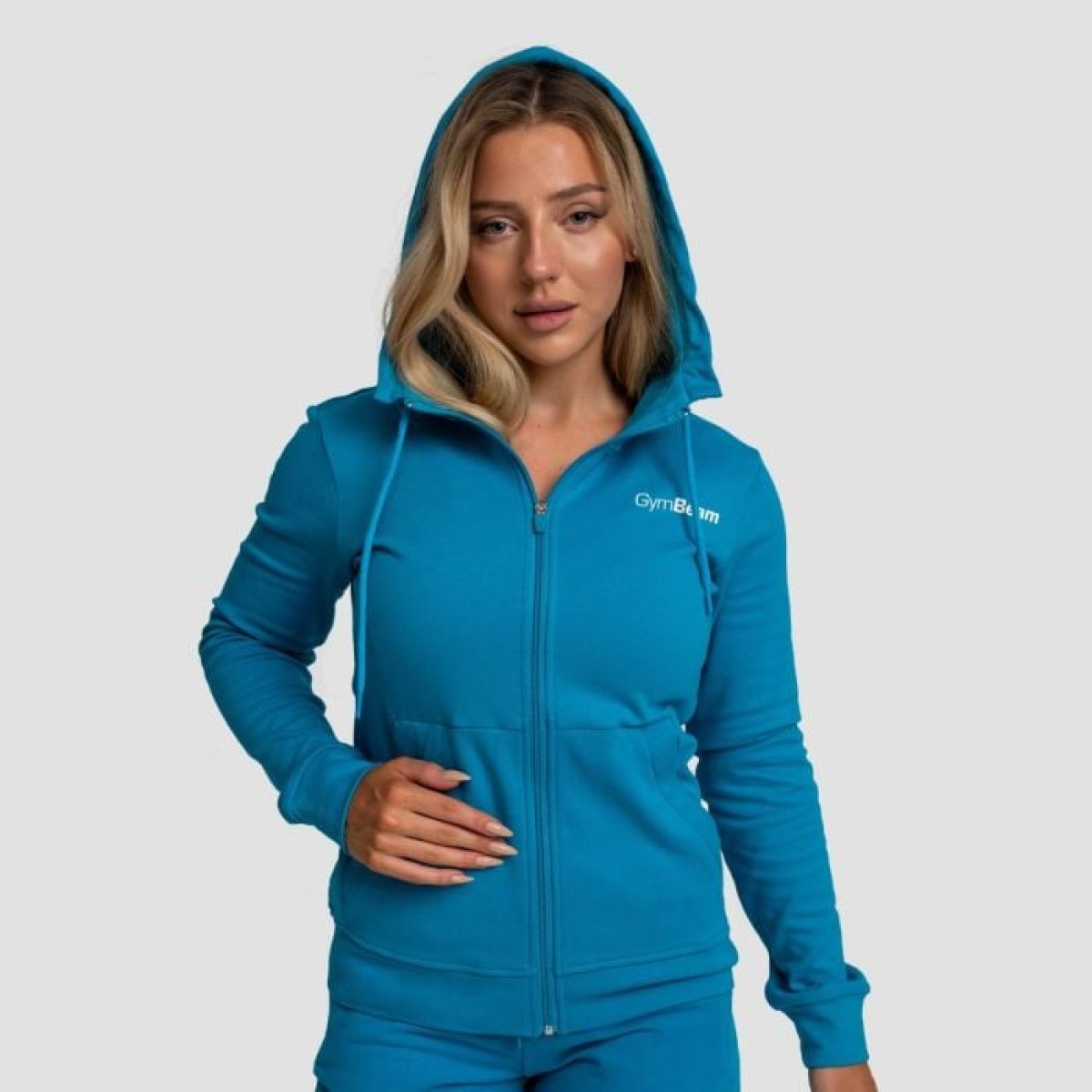 GymBeam Dámska mikina so zipsom Limitless Aquamarine XSXS · záber 1