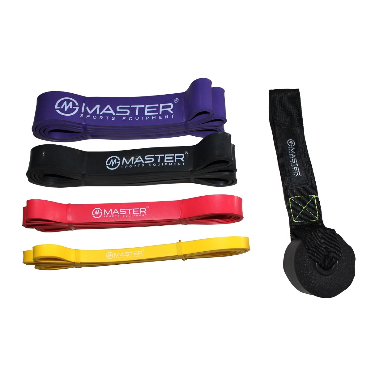 Súprava 4 posilňovacích gúm MASTER Latex Power Band 2-55 kg · záber 1
