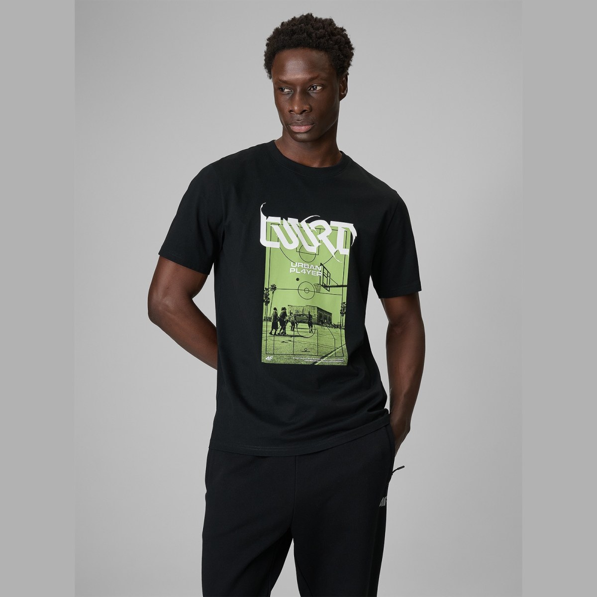T-shirt regular s potlačou pánsky - čierny · záber 1
