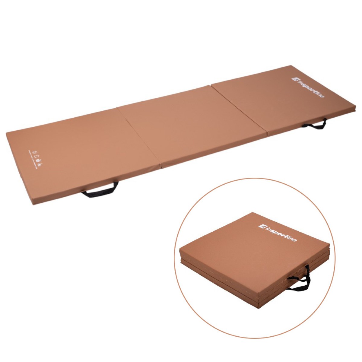 Skladacia gymnastická žinenka inSPORTline Trifold 180x60x3 cm - Farba: Hnedá · záber 1