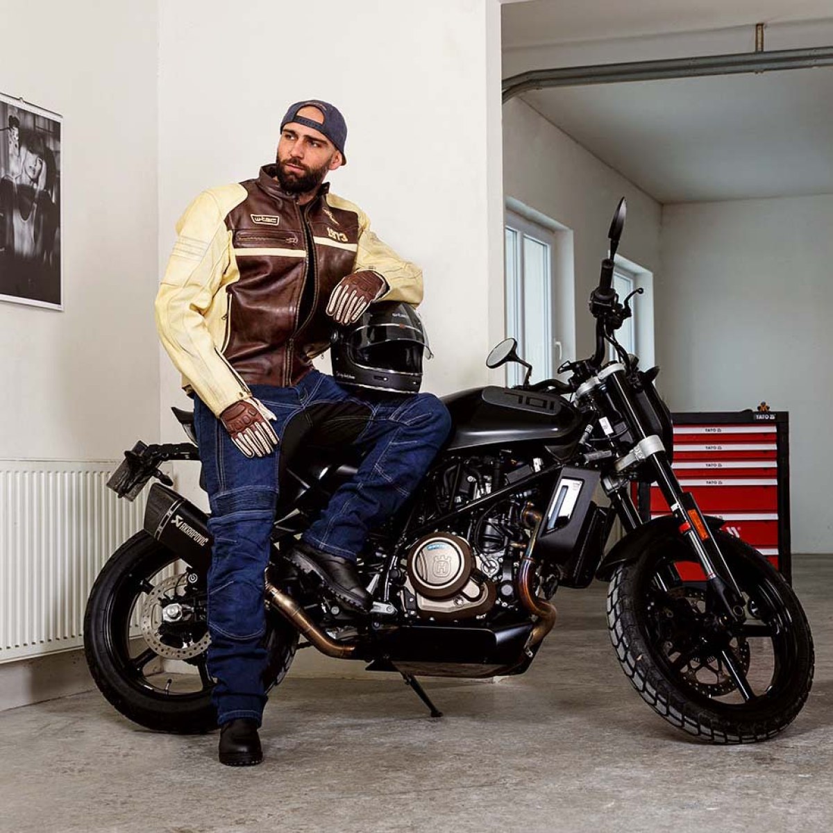 Pánska kožená moto bunda W-TEC Retro - Veľkosť: 4XL · záber 3