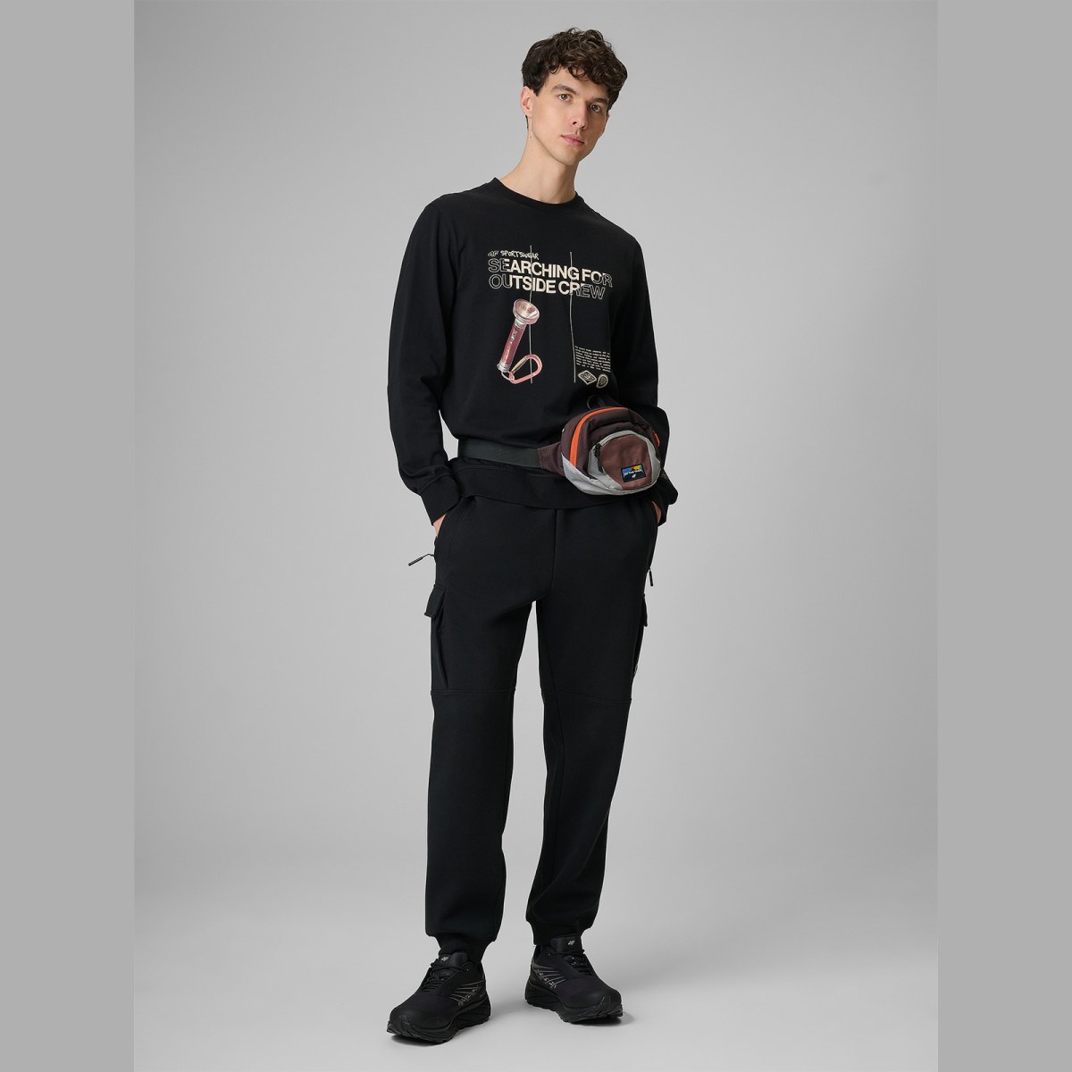 Regular longsleeve s potlačou pánsky - čierny · záber 2