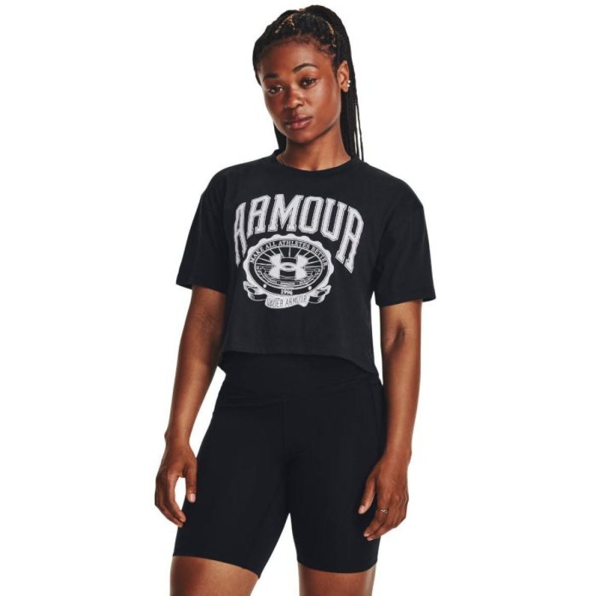 Under Armour Tričko Collegiate Crest Crop SS Grey MM · záber 1