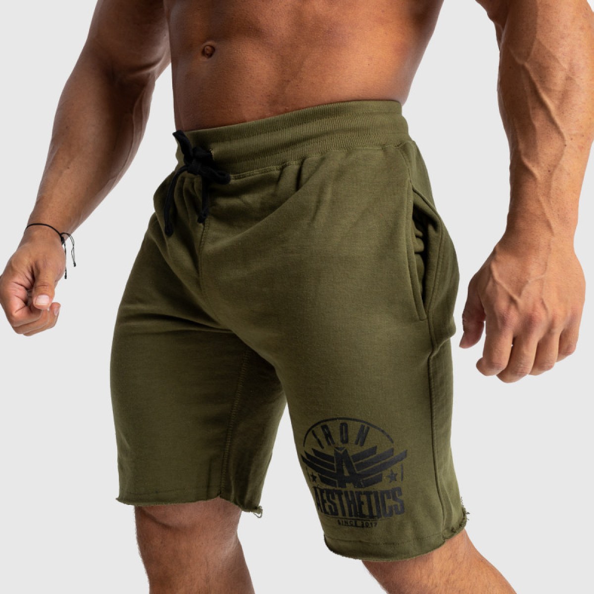 Pánske teplákové kraťasy Iron Aesthetics Force, vojenská zelená · záber 2