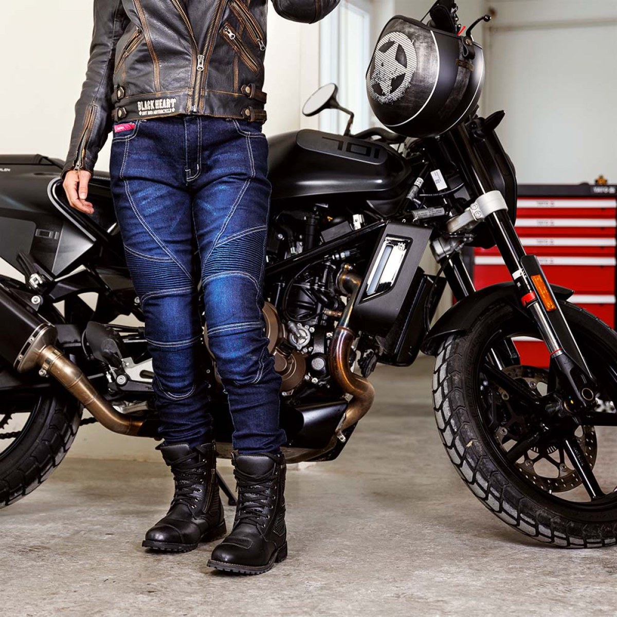 Dámske moto jeansy W-TEC Rafael - Veľkosť: 3XL | Farba: Modrá · záber 2