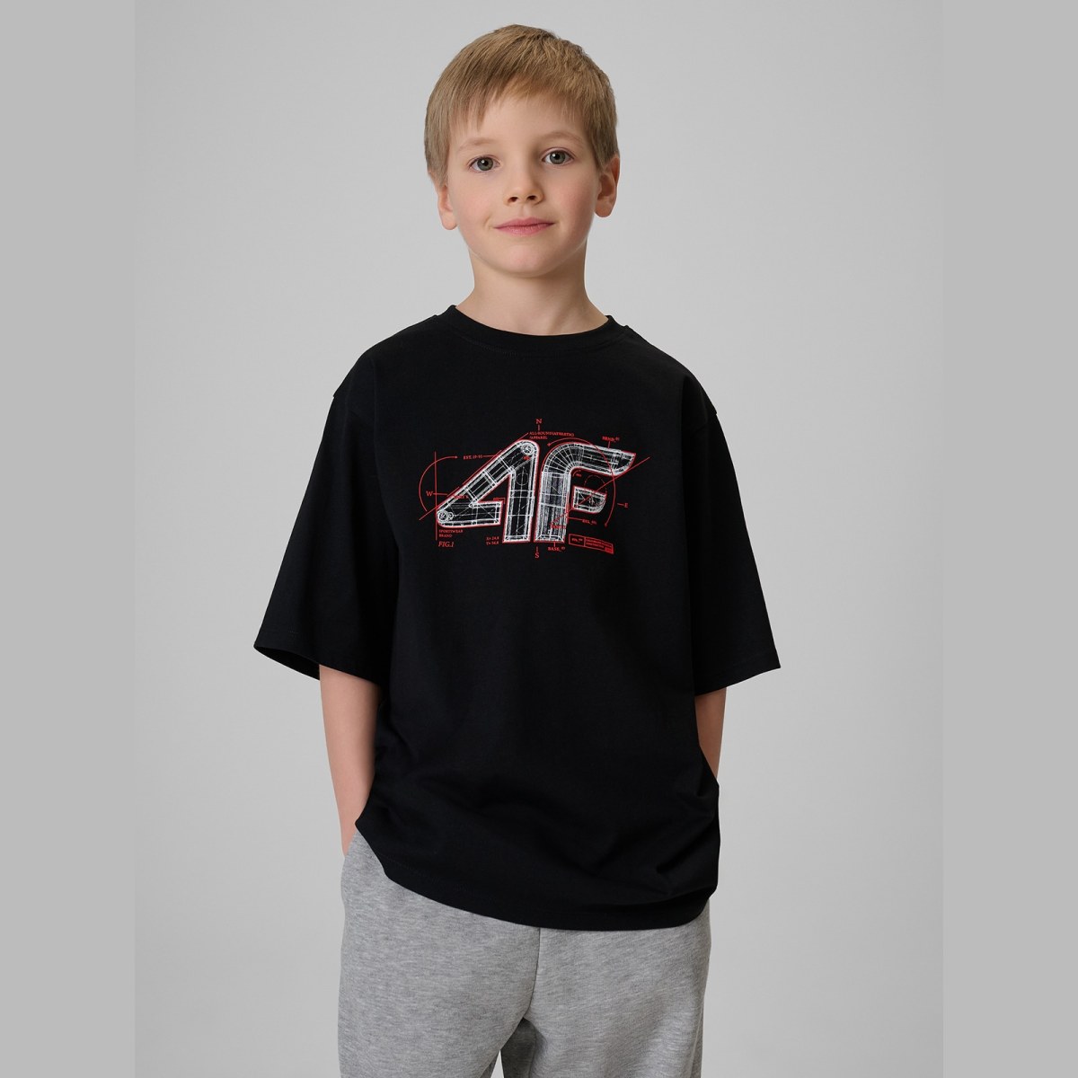 T-shirt loose s potlačou chlapčenský - čierny · záber 1