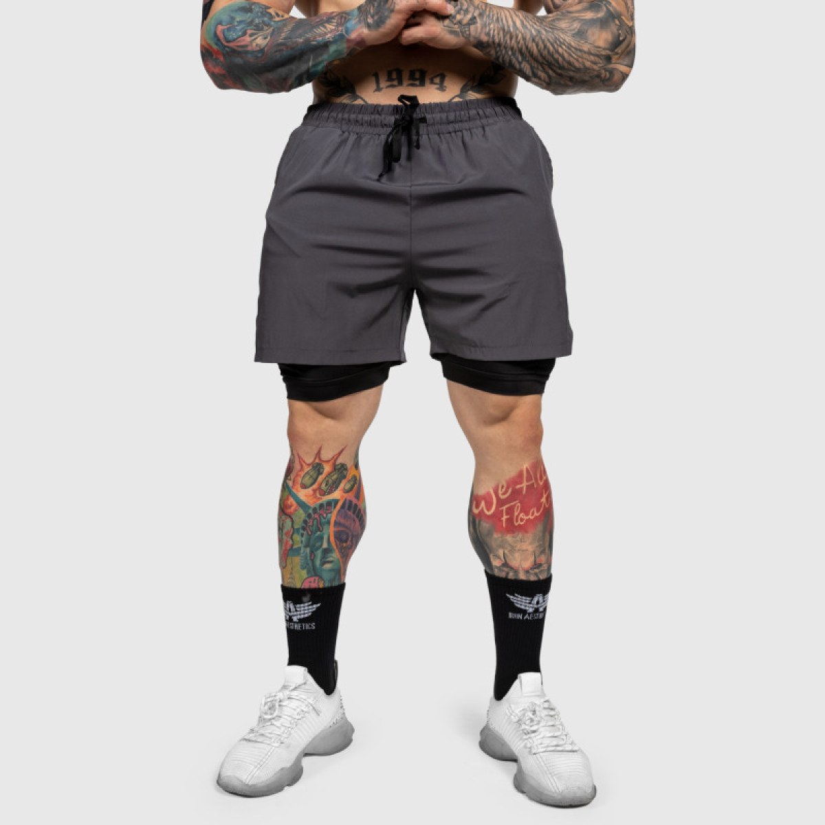 Funkčné šortky Iron Aesthetics SweatPro 2in1, tmavosivé · záber 4