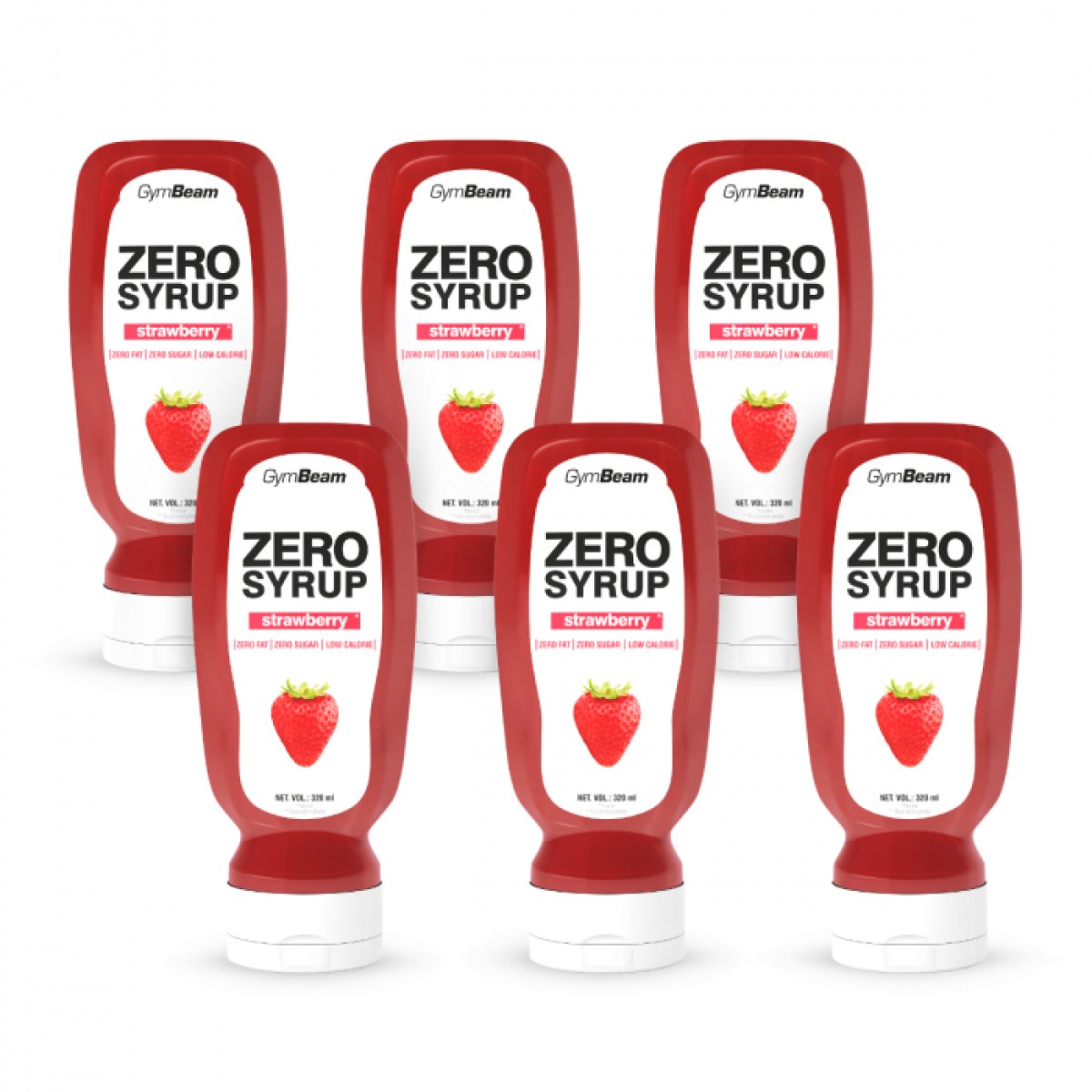 GymBeam ZERO SIRUP jahoda - Hmotnosť: 0,056 kg | Objem: 6 x 320 ml · záber 1