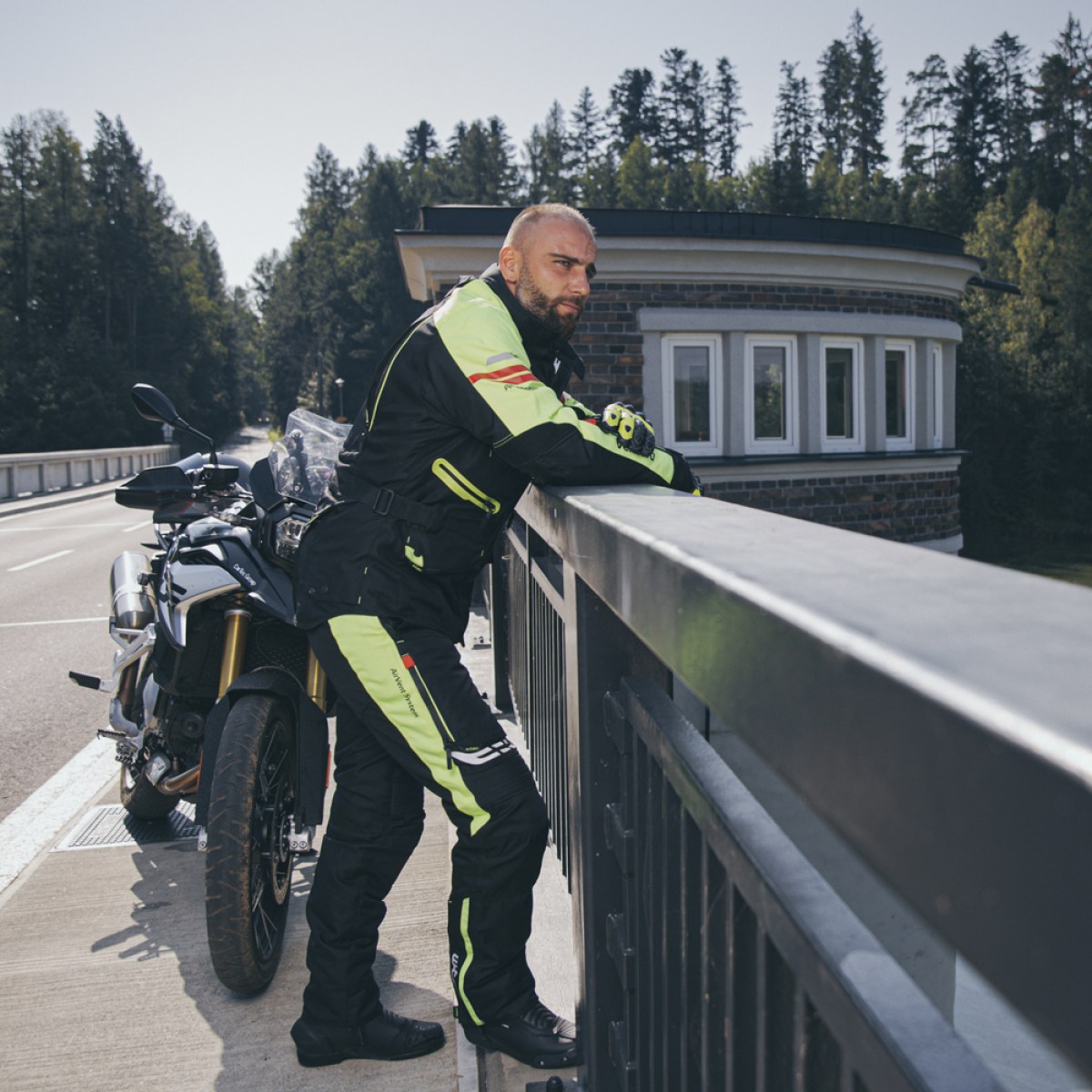 Pánske moto nohavice W-TEC Spirital - Veľkosť: M | Farba: Oranžová · záber 3
