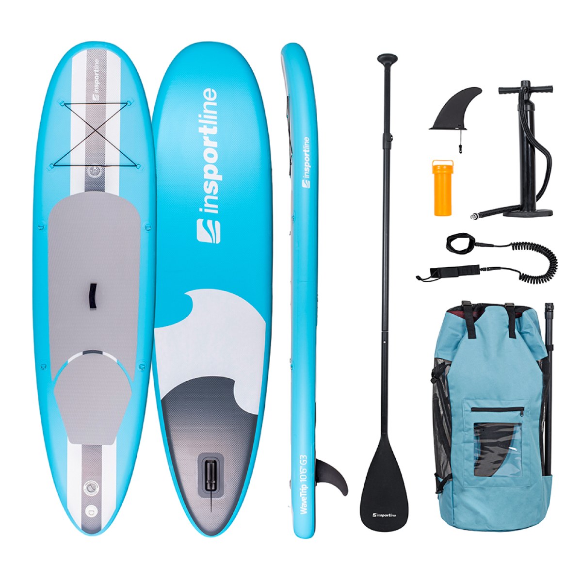Paddleboard s príslušenstvom inSPORTline WaveTrip 10'6" G3 - Farba: Modrá · záber 1