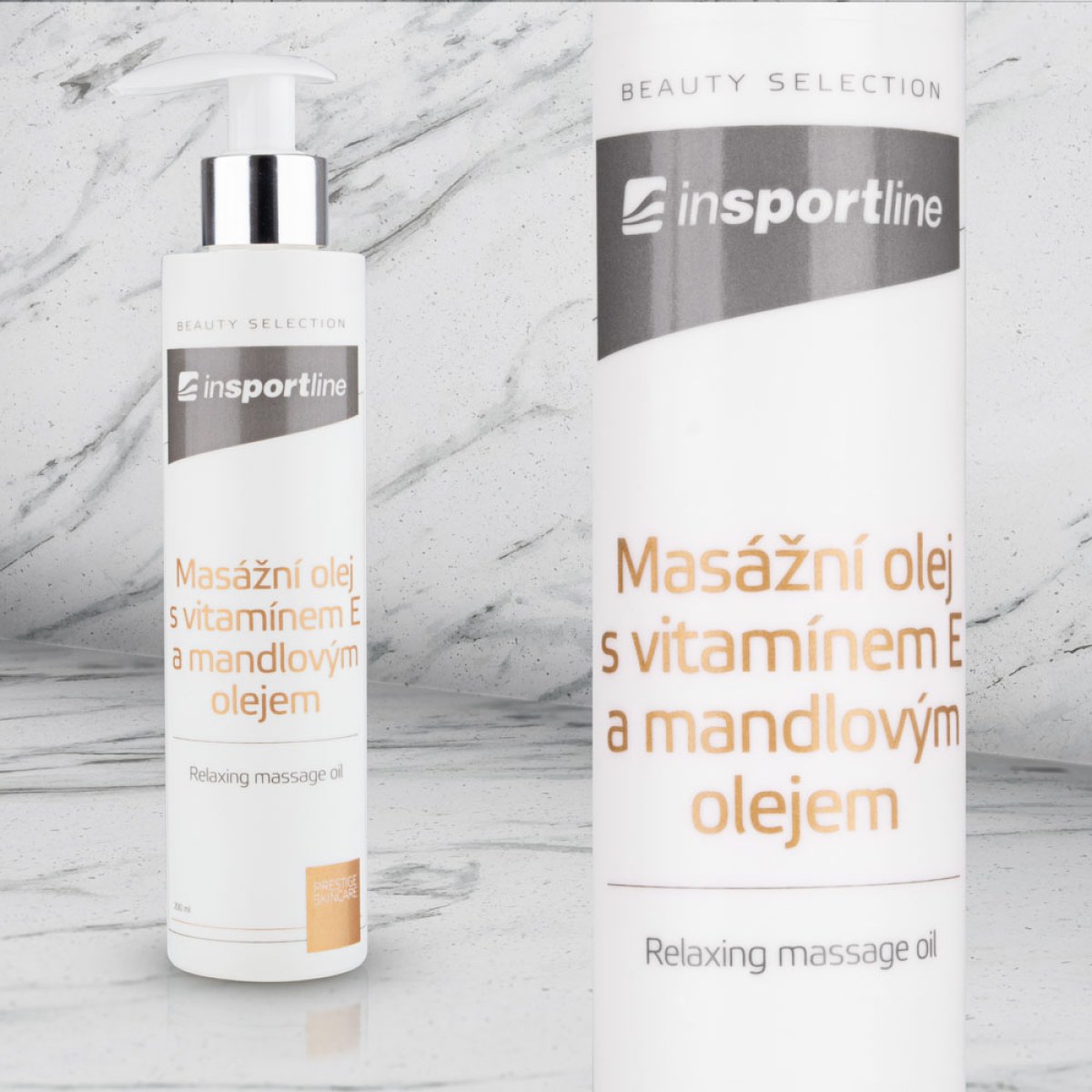 Masážny olej inSPORTline s vitamínom E a mandľovým olejom 200 ml · záber 1