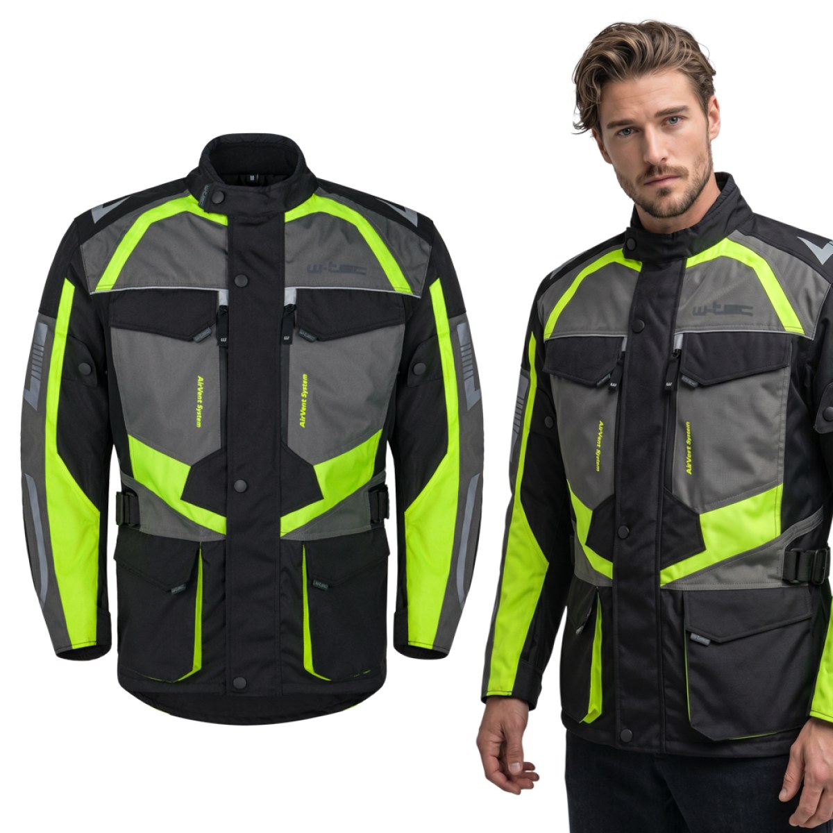 Pánska moto bunda W-TEC Burdys Evo - Veľkosť: XL | Farba: Zelená · záber 1