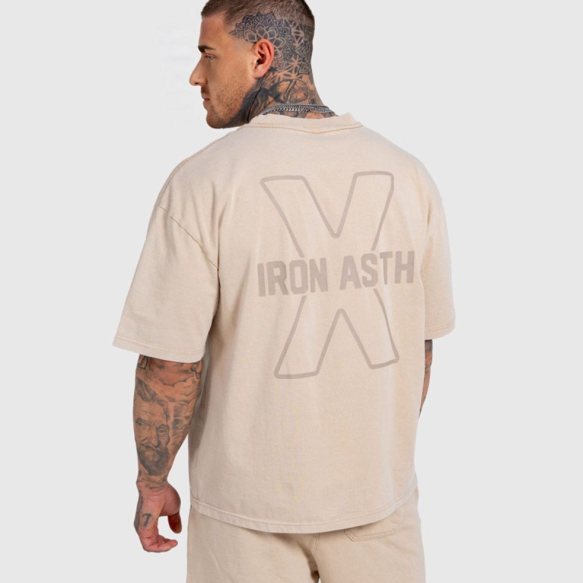 Pánske tričko Iron Aesthetics X Washed, béžové · záber 1