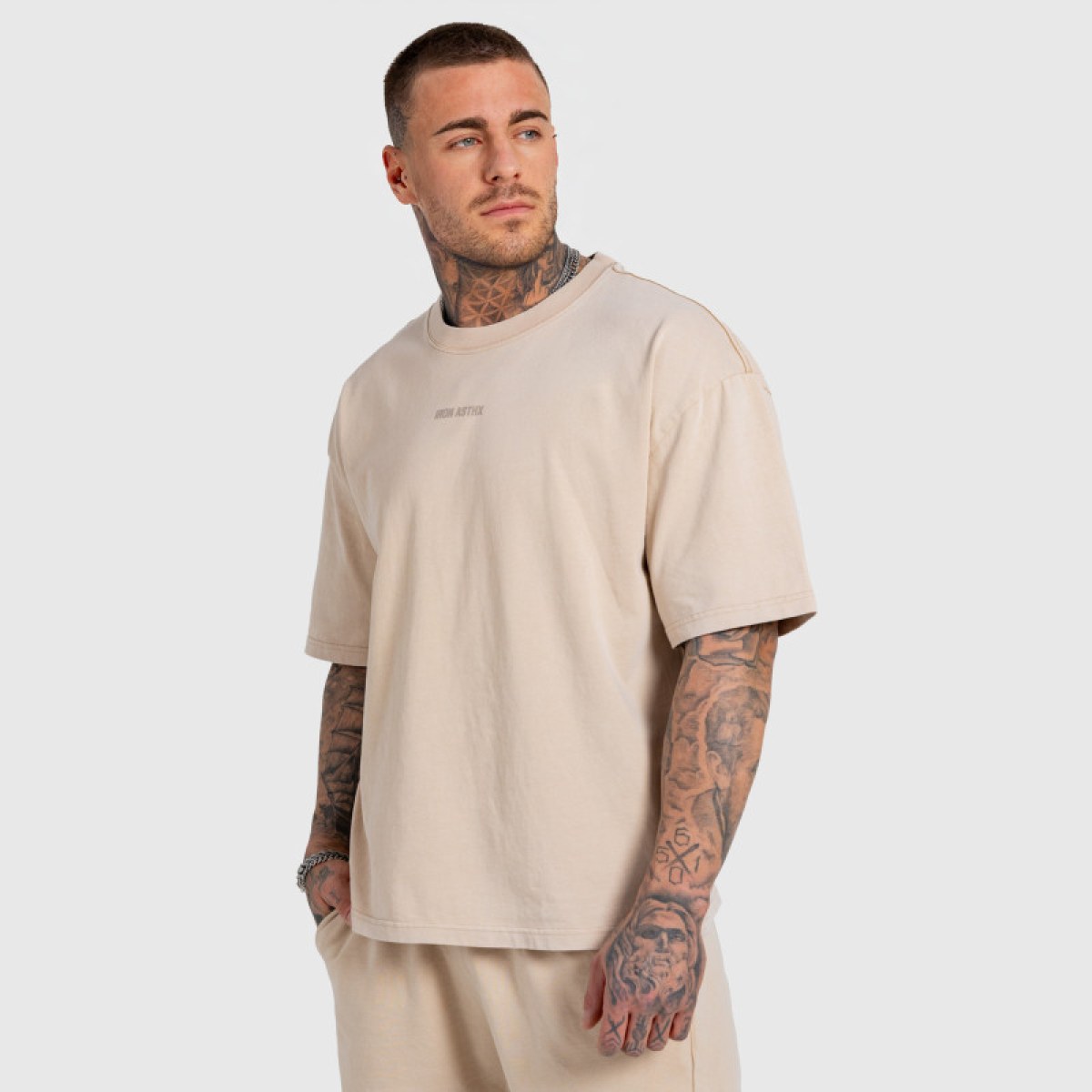 Pánske tričko Iron Aesthetics X Washed, béžové · záber 2