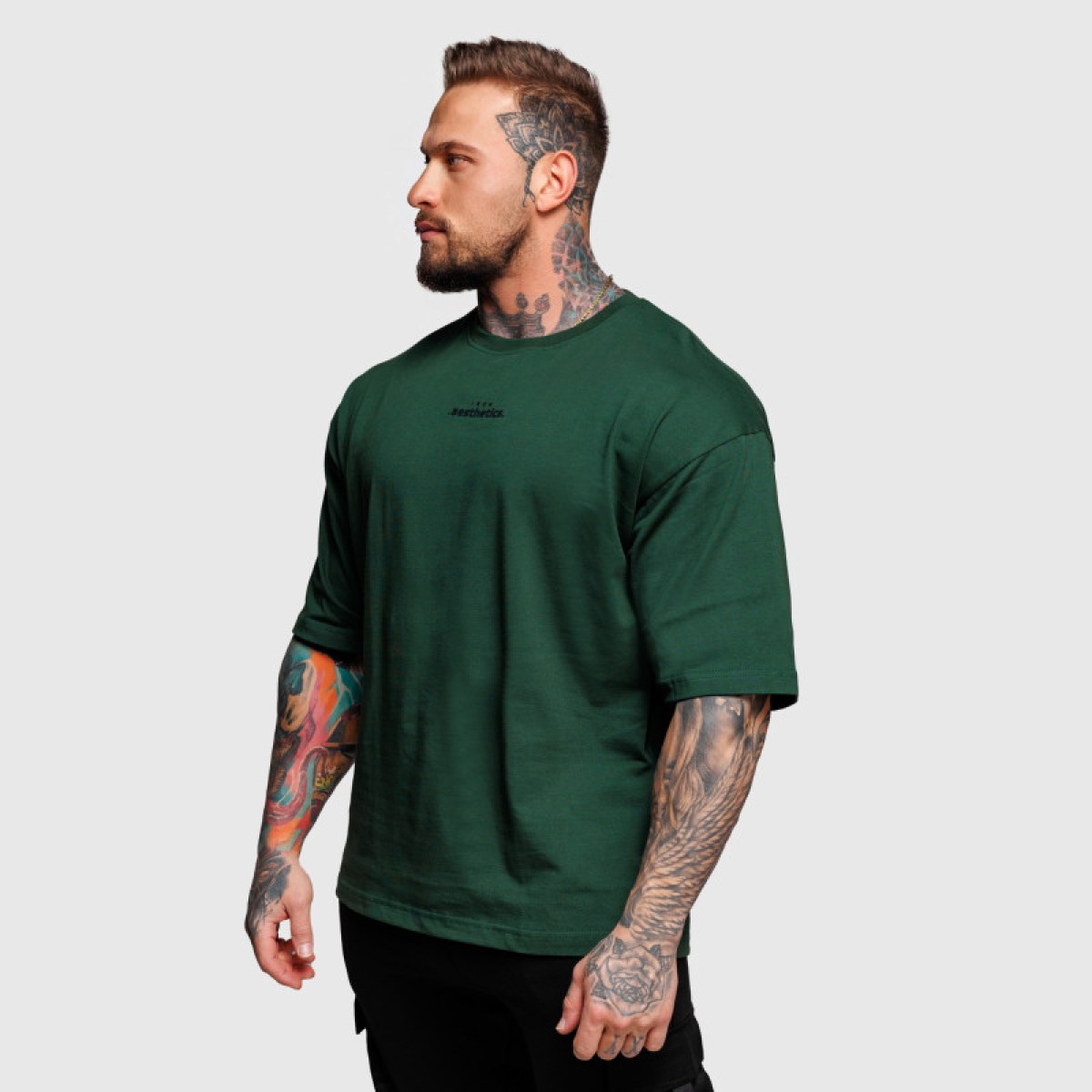 Oversize tričko Iron Aesthetics Major, zelené · záber 4