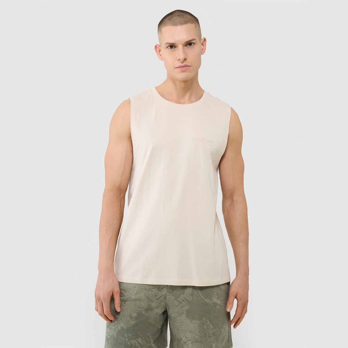 Pánsky oversize tank top - béžový · záber 1