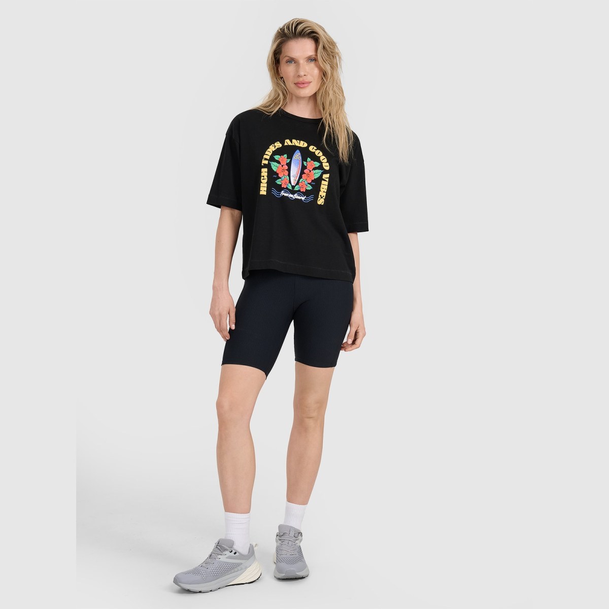 T-shirt oversize s potlačou dámsky - čierny · záber 2