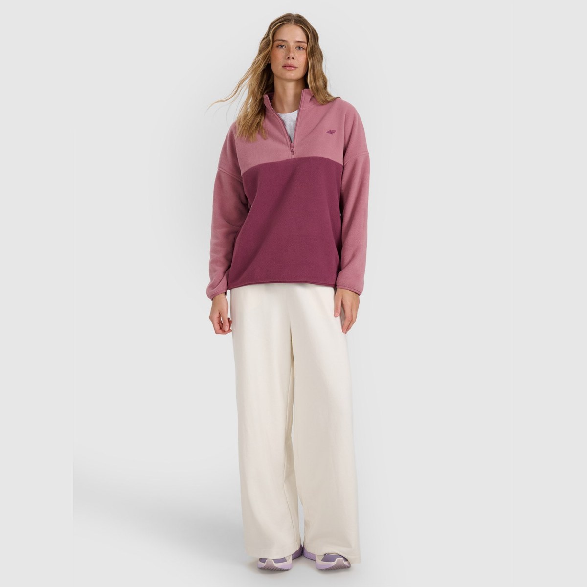 Dámska fleece s golierom regular - ružový · záber 2