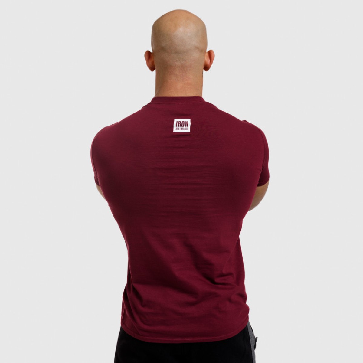 Pánske fitness tričko Iron Aesthetics Boxed, bordové · záber 5