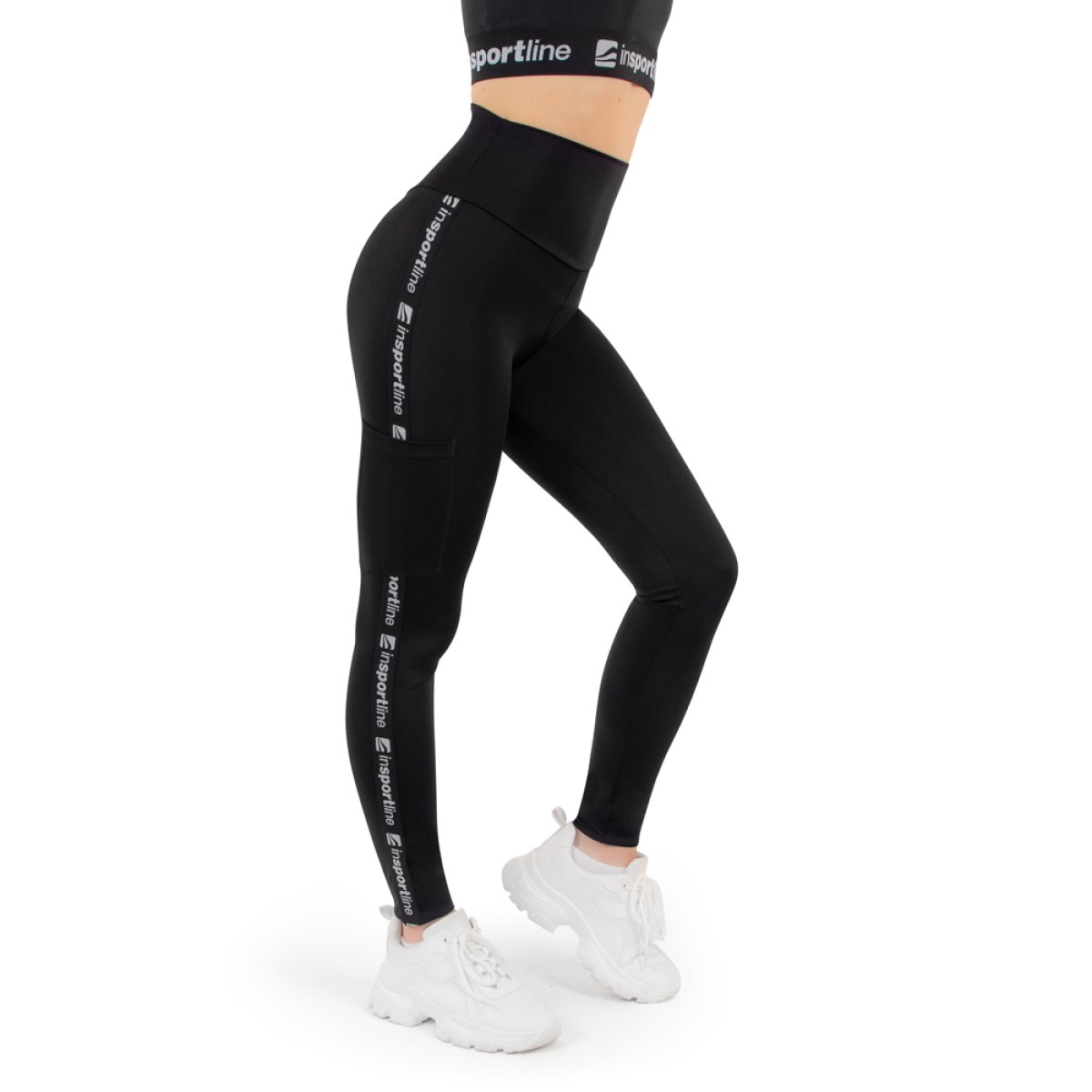 Dámske legíny inSPORTline Highwaist Dĺžka predĺžená, - Veľkosť: XS | Farba: Čierna · záber 1