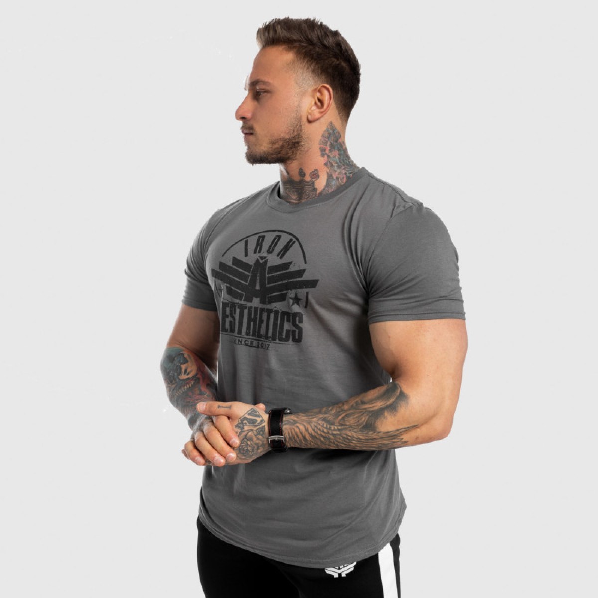 Pánske fitness tričko Iron Aesthetics Force, sivé · záber 5