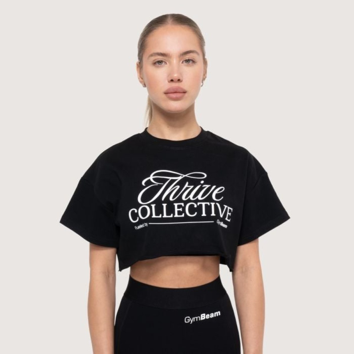 GymBeam Dámske cropped tričko Thrive Black S · záber 1