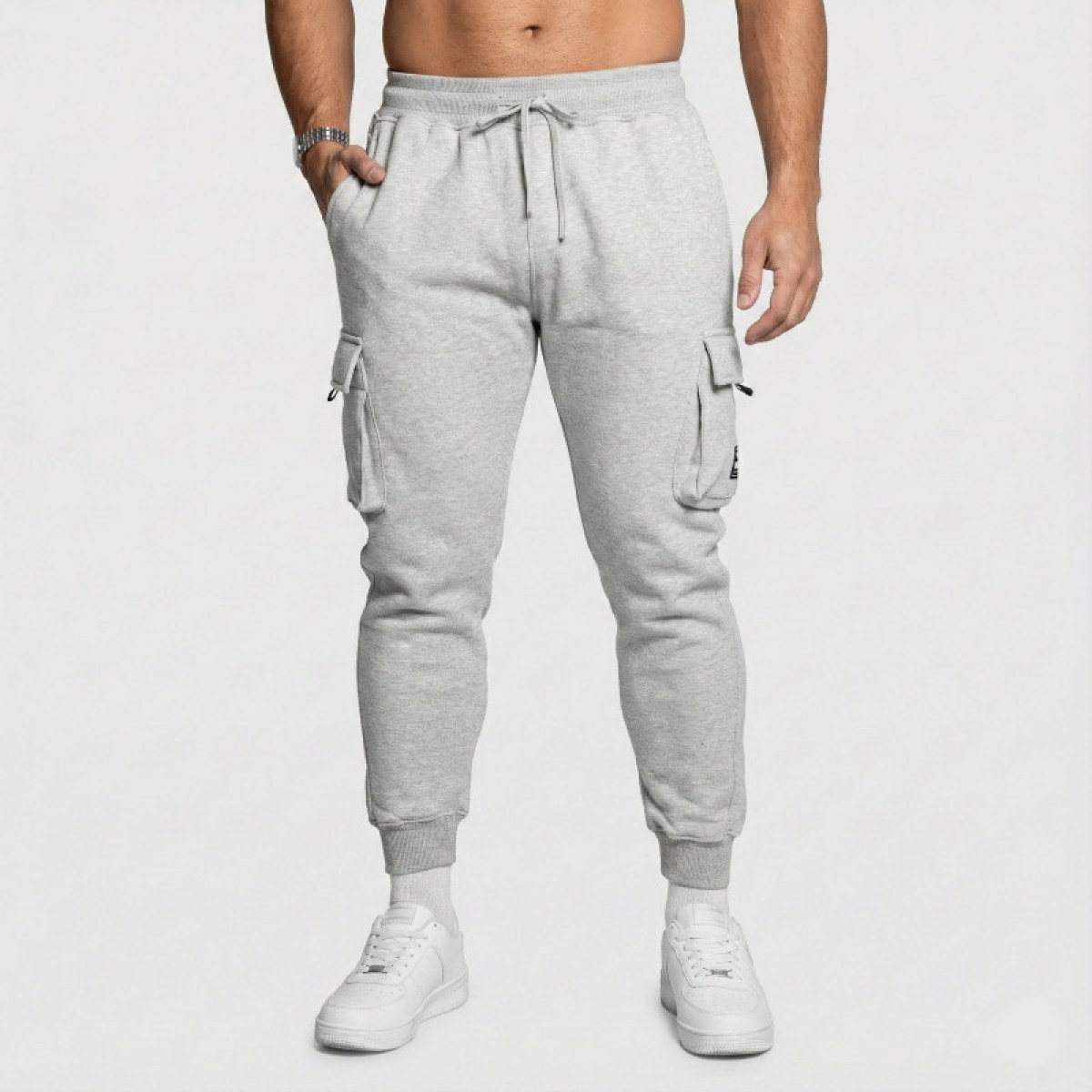 Pánske tepláky Iron Aesthetics Cargo Joggers, sivé · záber 3