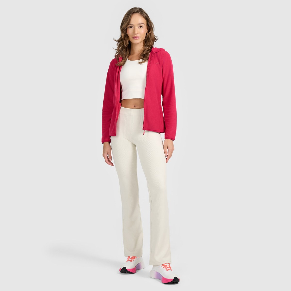 Dámsky slim fleece s kapucňou - ružový · záber 2
