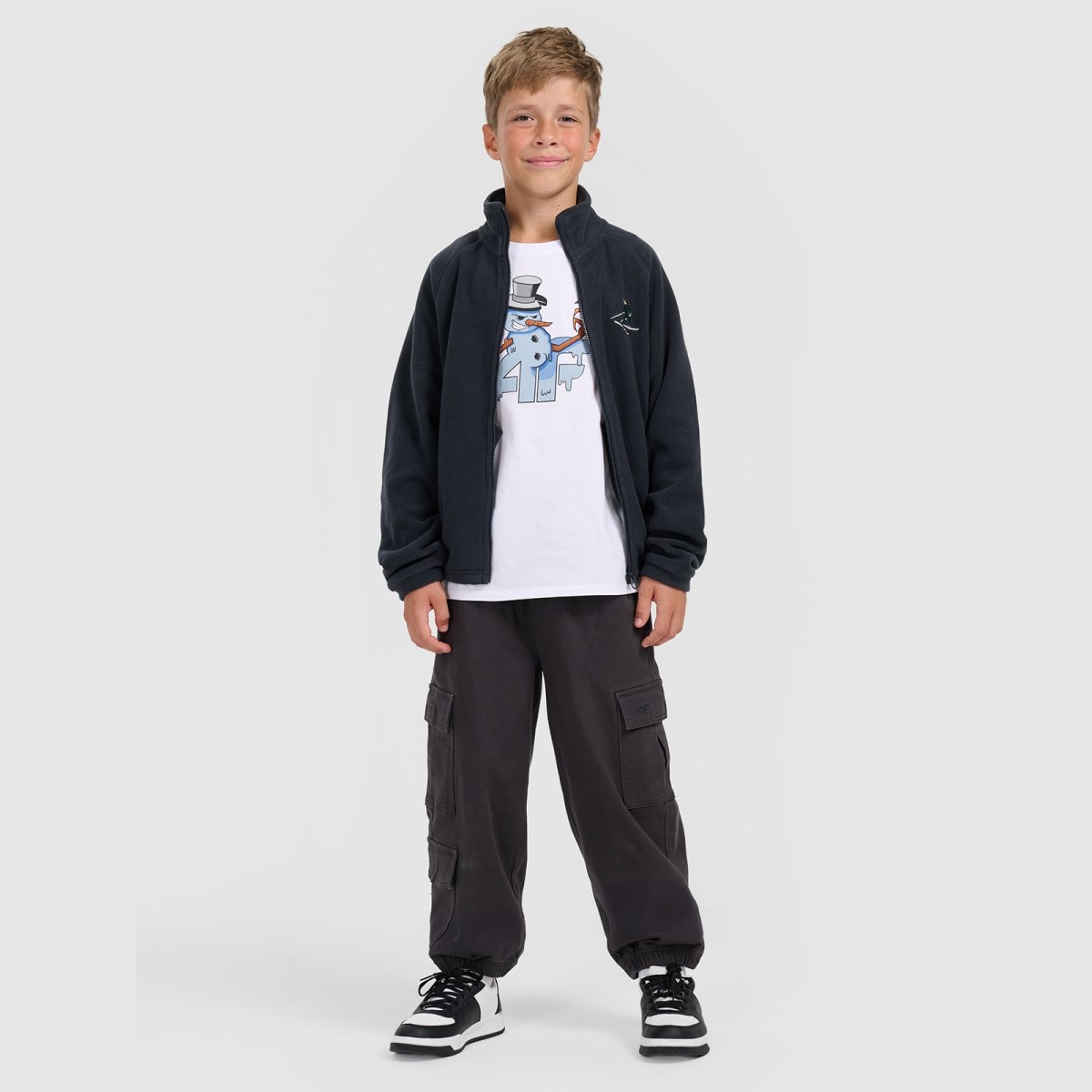 Chlapčenský regular fleece so stojačikom - tmavomodrý · záber 2