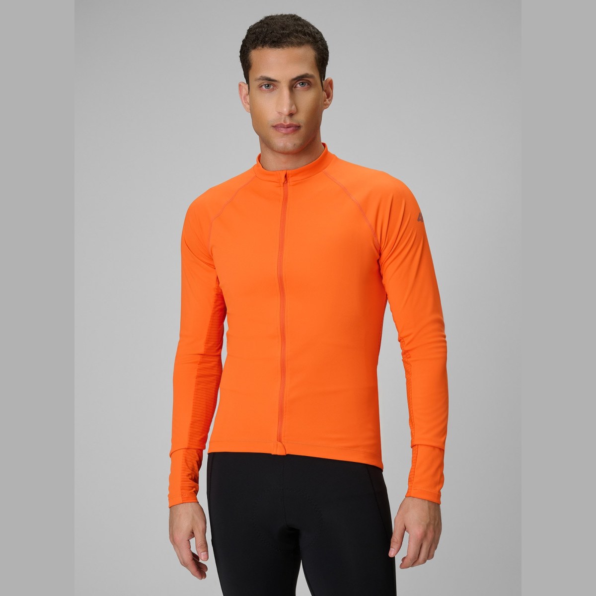 Pánsky cyklistický dres s dlhým rukávom - oranžový · záber 3