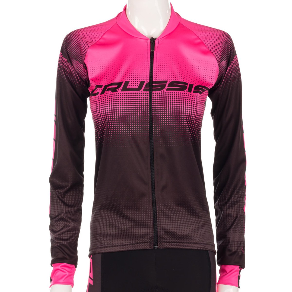 Crussis Dámsky cyklistický dres s dlhým rukávom čierno-ružová - XS · záber 1