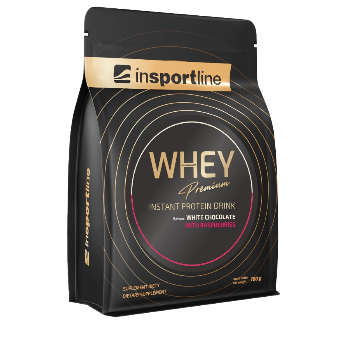 Protein inSPORTline WHEY Premium 700g Príchuť biela čokoláda s malinami · záber 1