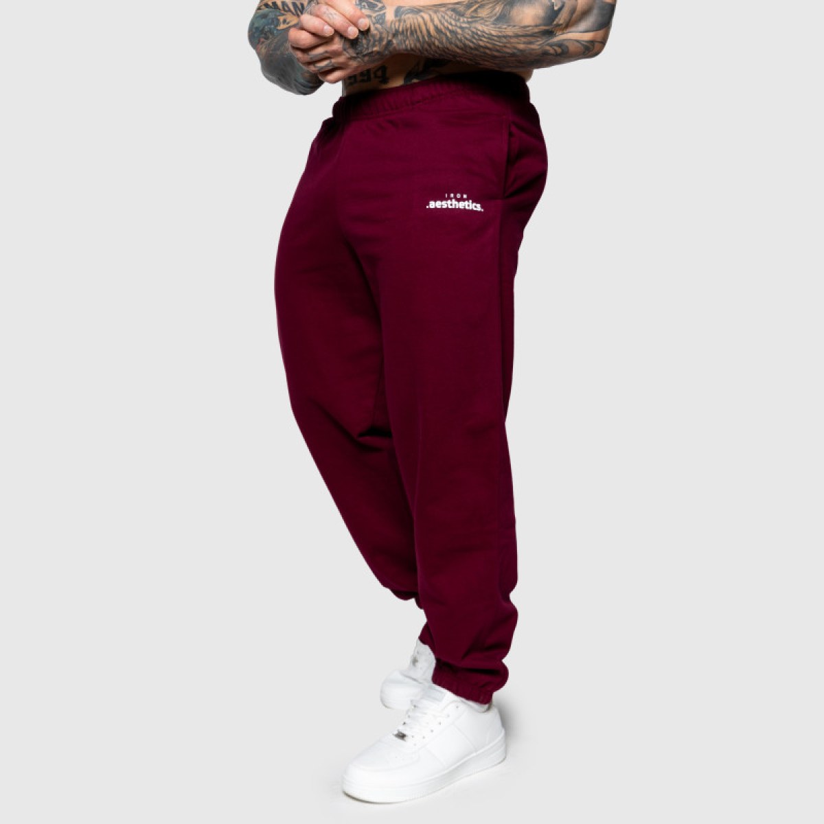 Oversized tepláky Iron Aesthetics Relaxed, bordové · záber 5