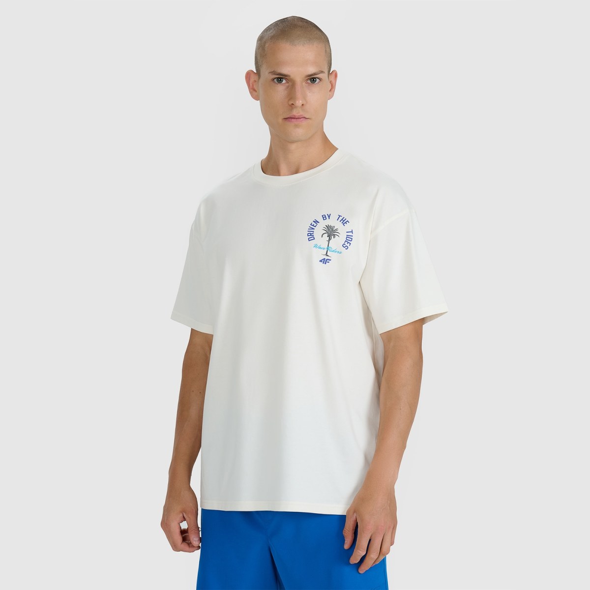 T-shirt oversize s potlačou pánsky - béžový · záber 1