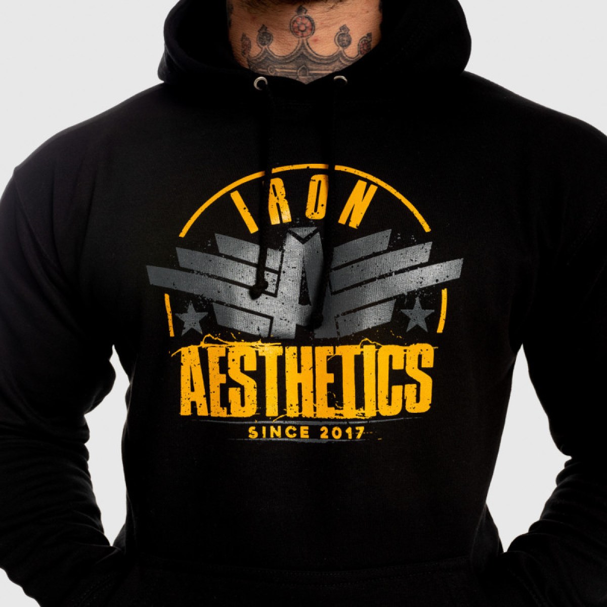 Fitness mikina bez zipsu Iron Aesthetics Force, čierna · záber 5