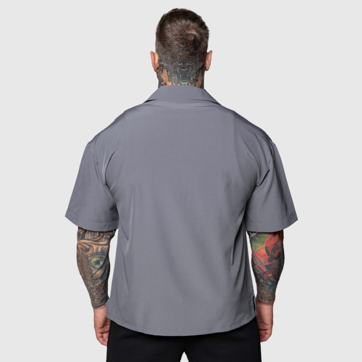 Oversized košeľa Iron Aesthetics Cuban, sivá · záber 2