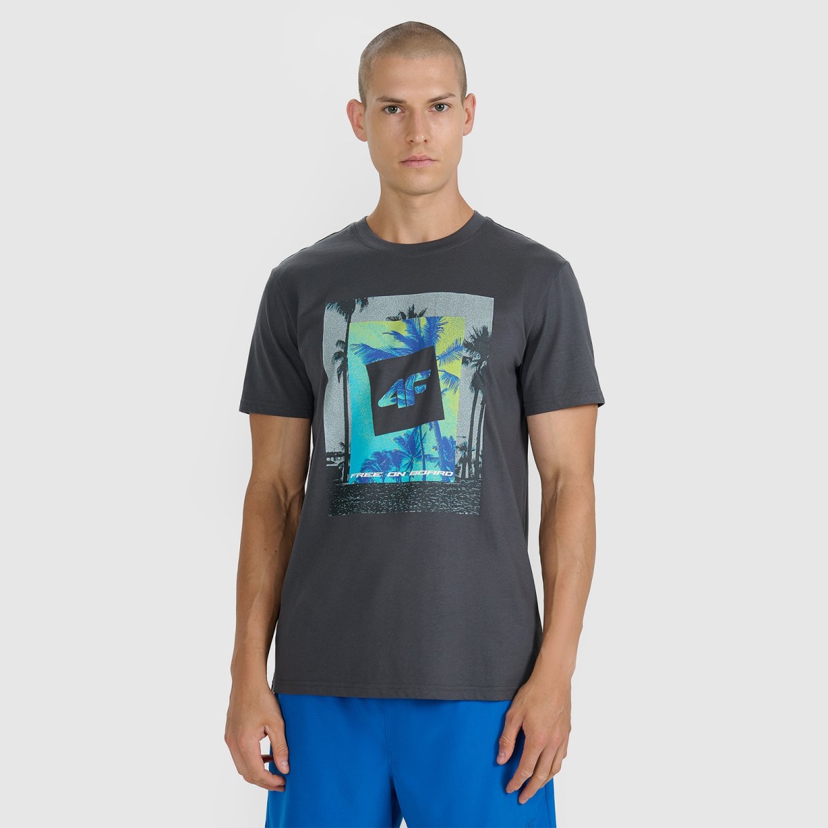 T-shirt regular s potlačou pánsky - sivý · záber 3