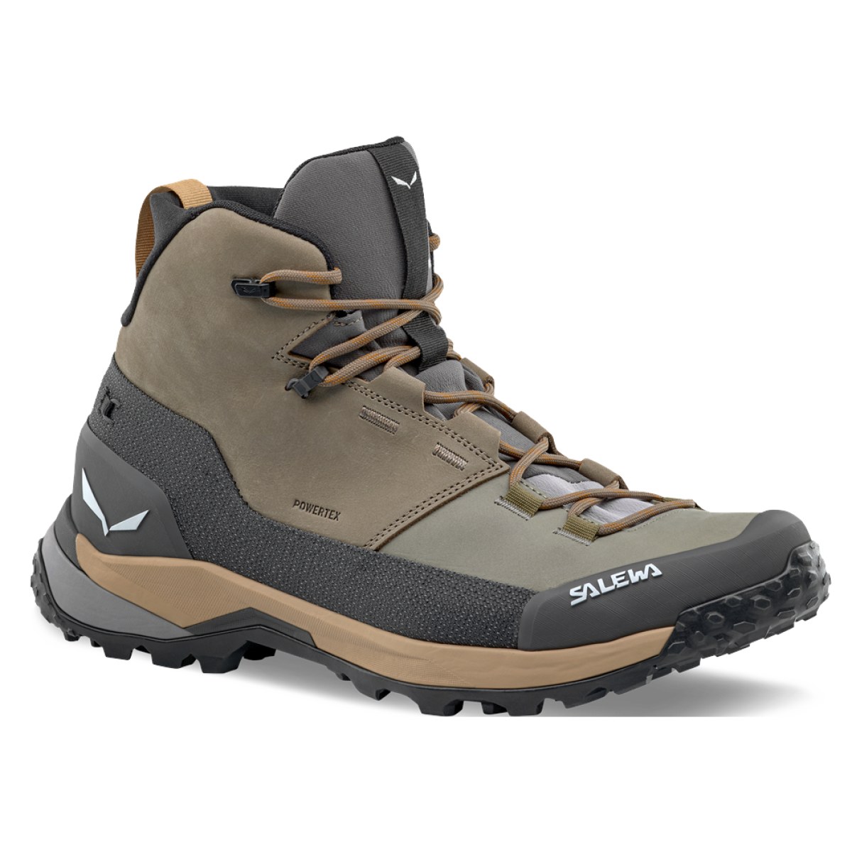 Salewa Puez Leather Mid PTX M - Veľkosť: 45 | Farba: Zelená, Hnedá · záber 1